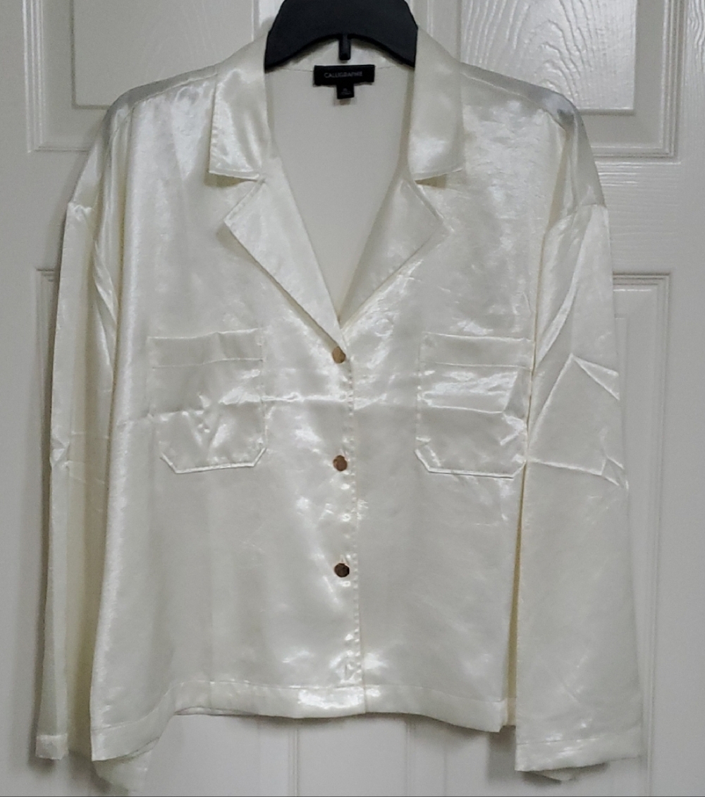 Calligraphie Women's Cream Satin Blouse